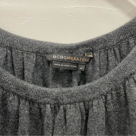 Vintage BCBGMaxAzria Cotton Lambswool Billow Sleeve Shift Dress Medium Grey - Picture 4 of 8
